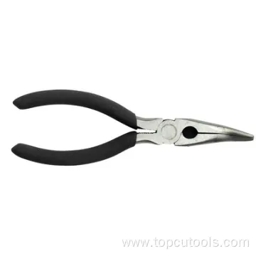 Head Polished Carbon Steel Black Dipped Handle Straight 160mm Bent Nose Pliers